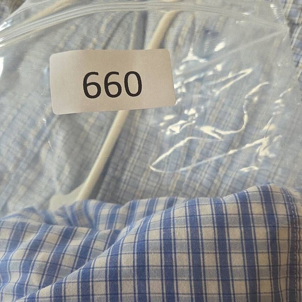626 Blue Men's Gingham Plaid Short Sleeve Button-up Shirt Blue White 2XLT - Picture 7 of 7